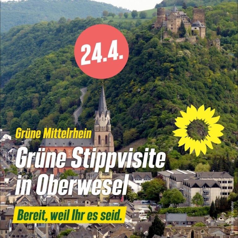 Ansicht von Oberwesel mit Terminhinweis